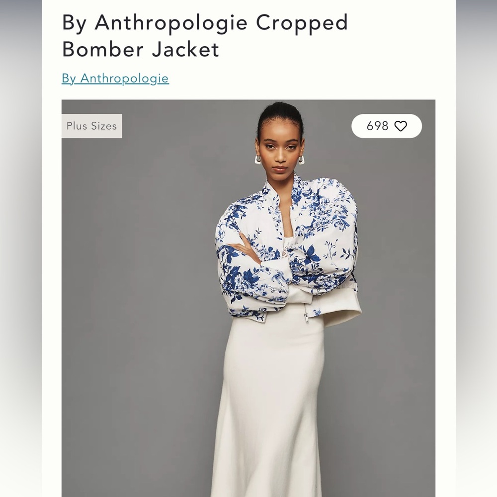 By Anthropologie Cropped Bomber Jacket